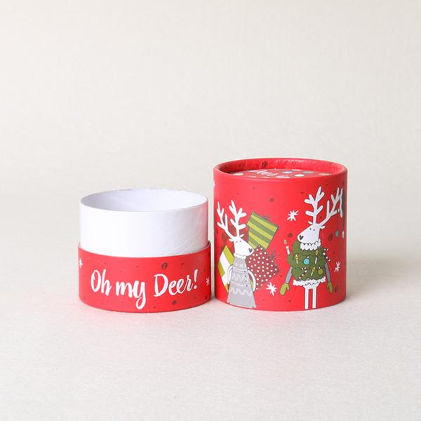 Red Round Xmas Gift Boxes Personality Printing 80x140mm For Gift Packing