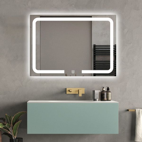 Rectangle Smart Touch Switch Makeup Bathroom Illuminated Led Mirror With Light Dimmable