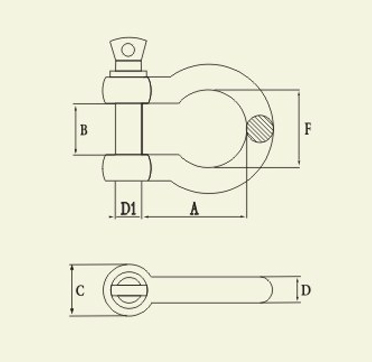 European Type 12mm Stainless Steel AISI304 AISI306 Bow Shackle