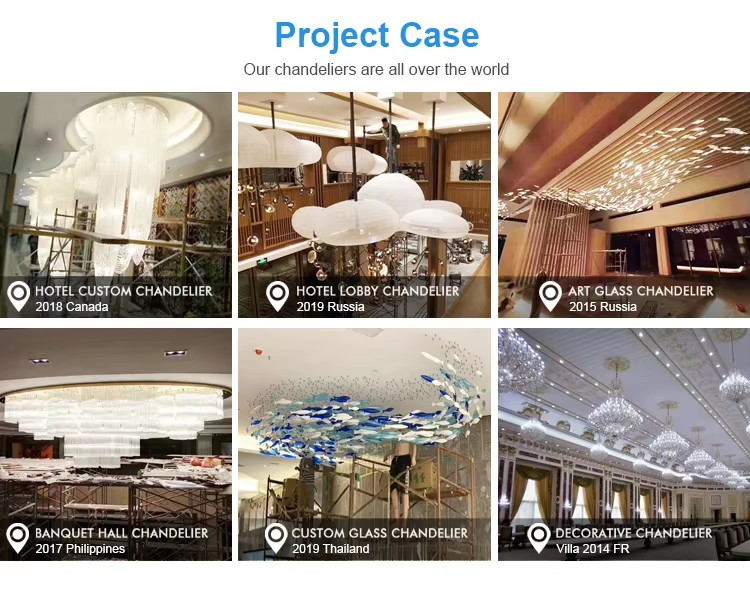 Customized Hotel Lobby Villa Staircase Decoration Modern Ceiling Large Crystal Glass Suspended Chandelier