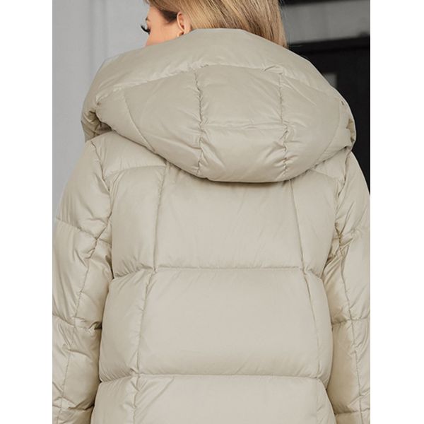 Cotton Duvet Long Down Jacket Off White Ladies Long Puffer Coat