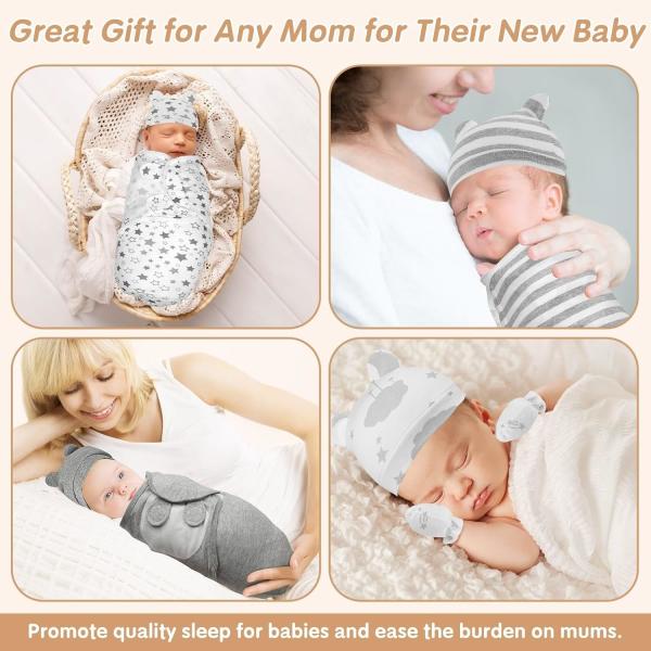 5-Pack Cotton Preemie Swaddle Set with Hat & Mittens 24x18.5 inches