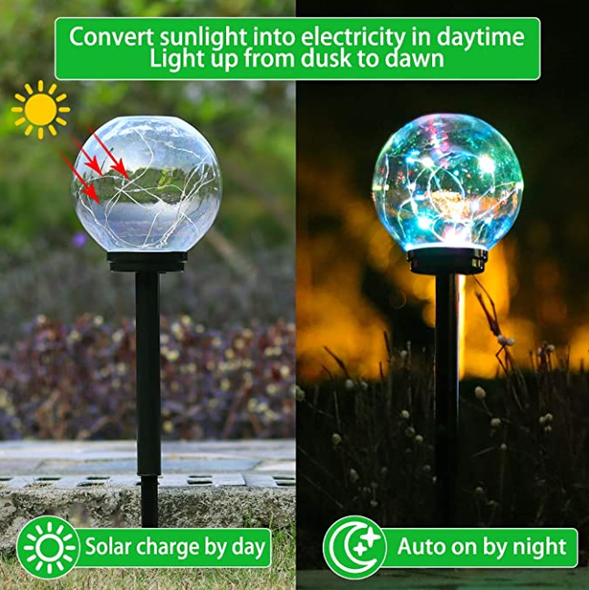 Waterproof IP44 1W Solar Powered Globe Garden Lights