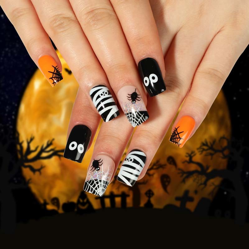 Glossy Halloween Abs Holiday Artifical Nails No Nail Damage