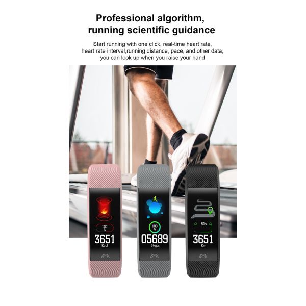 Color Screen Waterproof Smart Band with Heart Rate Monitor Wristband Bracelet Blood Pressure