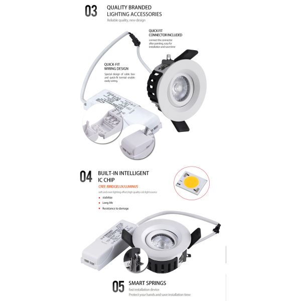 Residential 8W Tilt LED Downlight Round IP44 Bathroom Spotlights