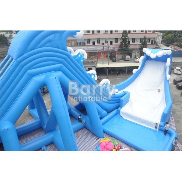 Голубые водные горки волны 36 * 20 * 15м гигантские раздувные с воздуходувкой бассейна КЭ/УЛ