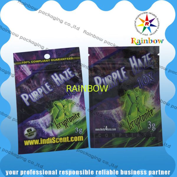 Customized Logo Herbal Incense Zip Plastic Bags , Spice Herbal Incense Bag