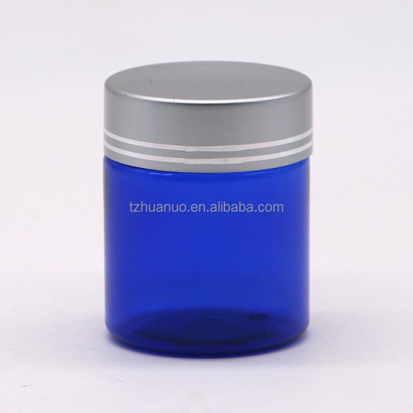 Refillable 40ml/1.3oz PET Pill Capsule Fish Oil Bottle with Silver Aluminum Screw Cap