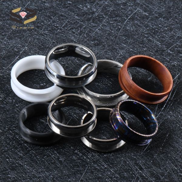 Customized Handmade Natural Colourful Timascus Rings Blank Inlay Ring for Men Width 8mm Third Party Appraisal Certificate