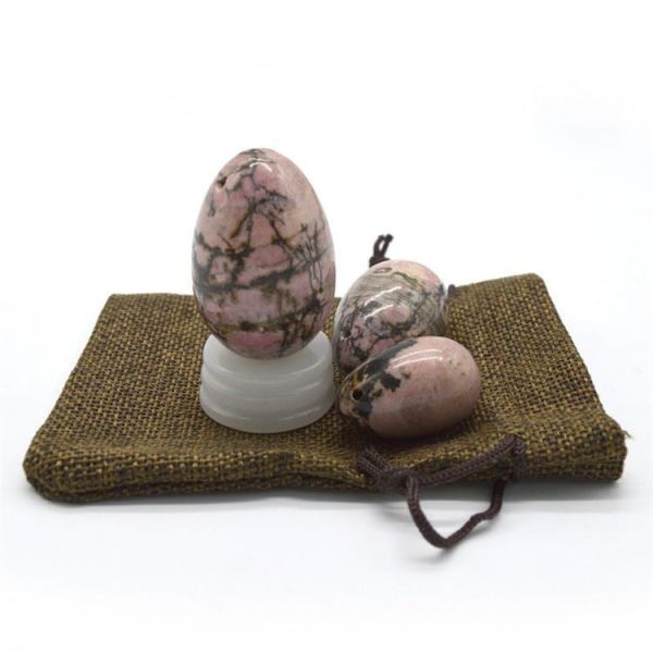 Kegel Exercise Egg Set Rhodonite Stone Jade Yoni Massage for Women's Emotional Wellbeing