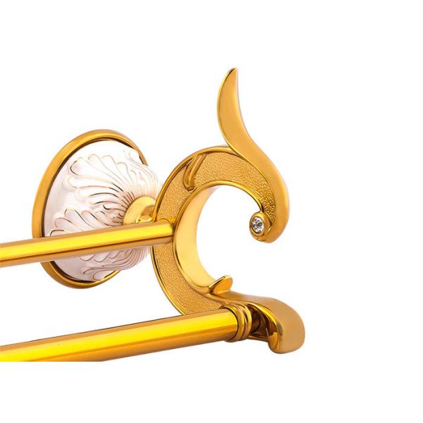 Золото двойной полотенце Бар ванная комната украшения латунь полотенце кольцо для дома