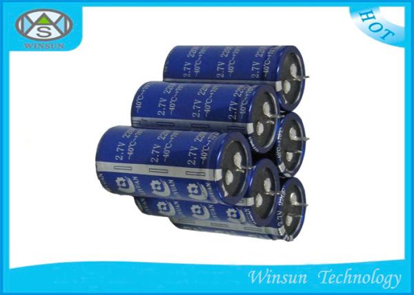 Cylindrical Radial Lead Capacitor , 2.7V 200 Farad Capacitor Low Internal Resistance