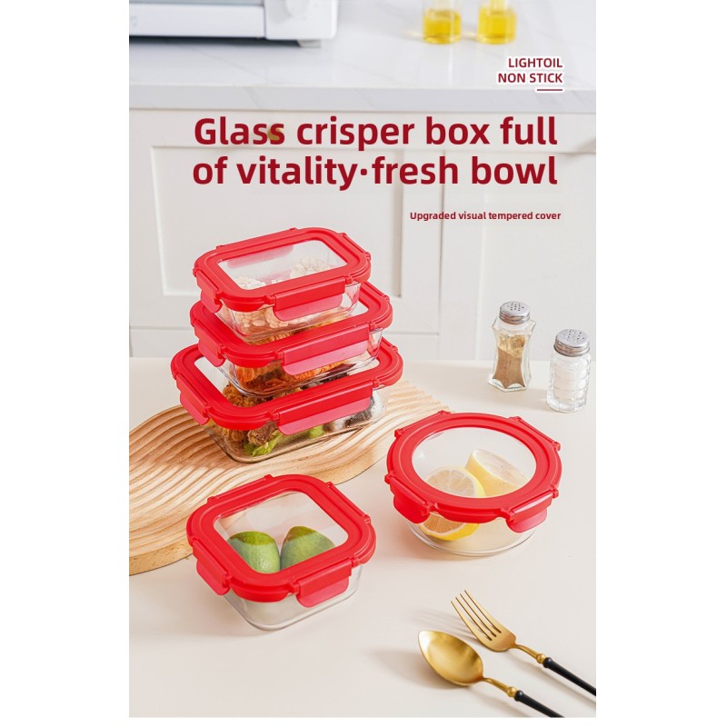 BPA-Free Microwave-Safe Glass Lunch Boxes Food Storage Set Leakproof Meal Prep Containers with Lids