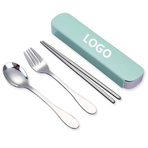 Stainless Steel Promotional Tableware Set Three Pieces Stainless Steel Logo Customized