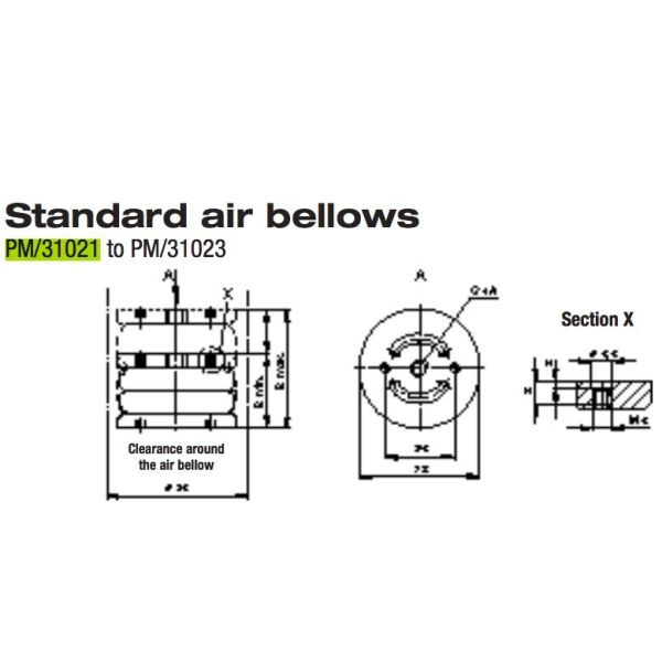154mm PM/31021 Industrial Air Spring Single Convolution  2-3/4