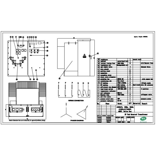 1500Kva Three Phase Pad Mounted Transformer Oil Immersed 4160V Meets DOE 2016 ANSI / IEEE Standards
