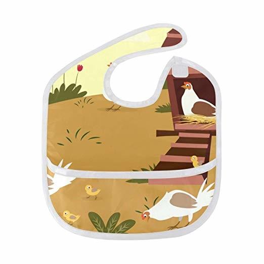 Farm Poultry Cock Chicken Baby Apron Bib For Toddler 6-24 Months Boys & Girls