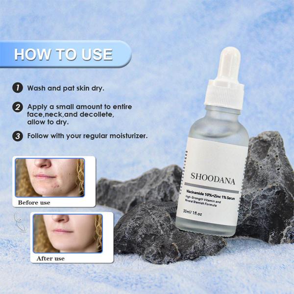 Suero facial con 10% Niacinamida y 1% Zinc para corregir manchas oscuras, iluminar la piel