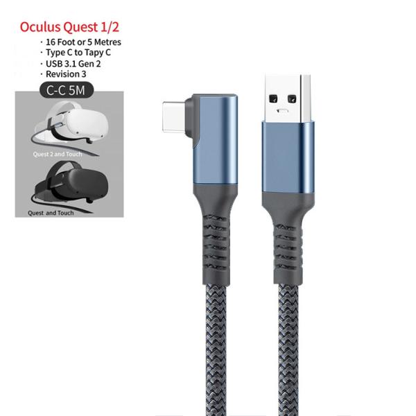 20FT VR Headset Type A To C USB 3.1 Charging Cable 5Gbps Nylon Braided