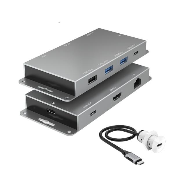 Hub USB C 8 en 1 pour système de conférence avec 8 ports, hub de données USB, extension vidéo HDMI 4K
