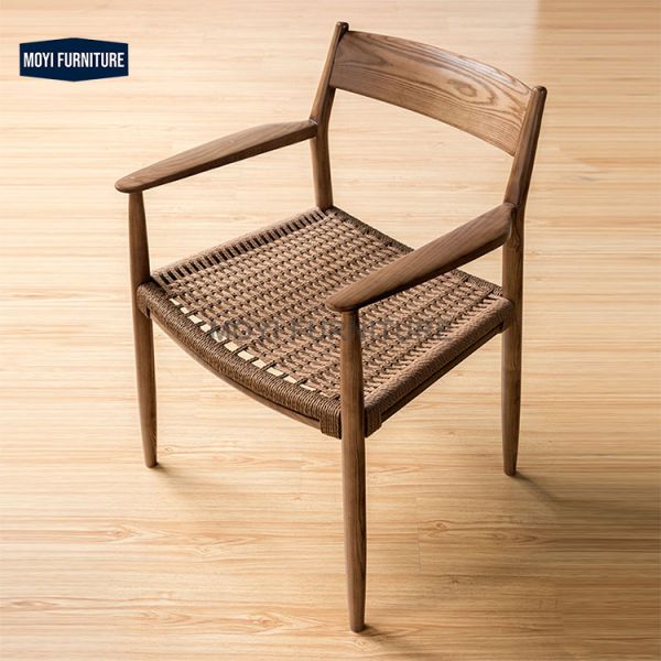 MOYI Ash rattan chair dining mid century antique rattan dining chair