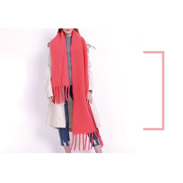 Y-Z 2025 Winter Nordic Polar Fleece Female Scarf Comfortable Cosy Boho Shawl with Fringed for Christmas Festival Vegan Style