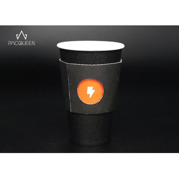 White / Black Printed Double Wall Paper Cup , Disposable Tea Cups