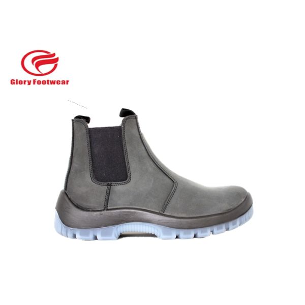 Black  Middle Cut Pull On Waterproof Steel Toe Work Boots With Suede Leather