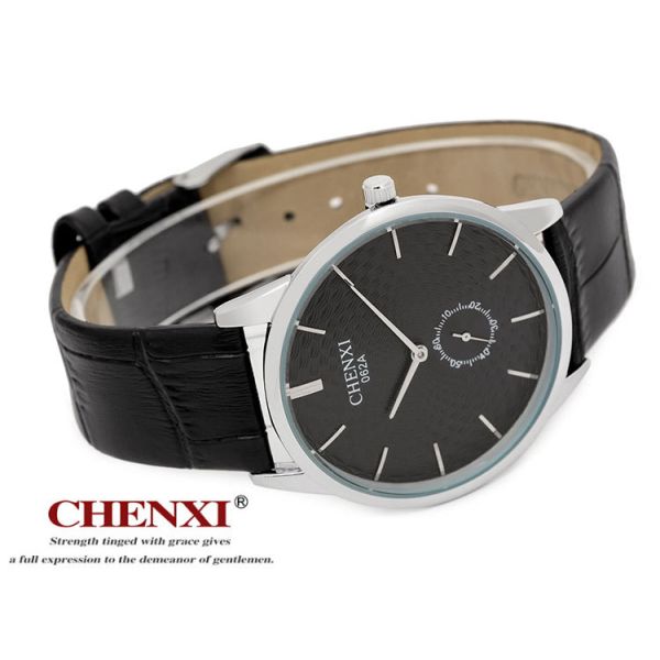 062A Top Quality PU Leather Split Leather Watch Black White Classic Fashion Leather Watch