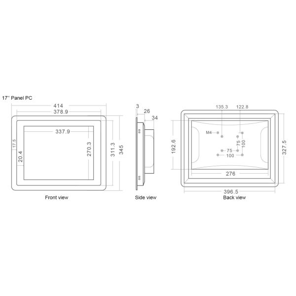 Ультра тонкий промышленный ПК сенсорной панели месяца гарантии 17 дюймов полностью безшовные 12
