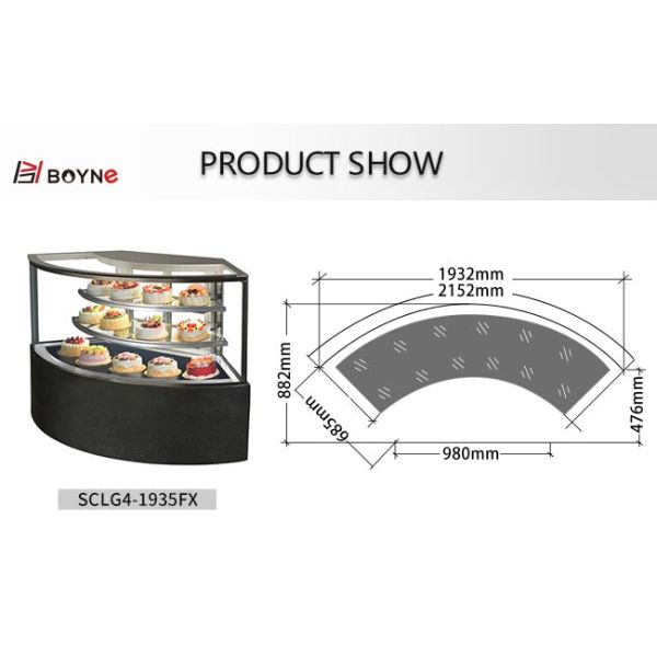 стеклянный замораживатель дисплея торта мороженого двери 900В, высокий холодильник дисплея печенья пропускаемости