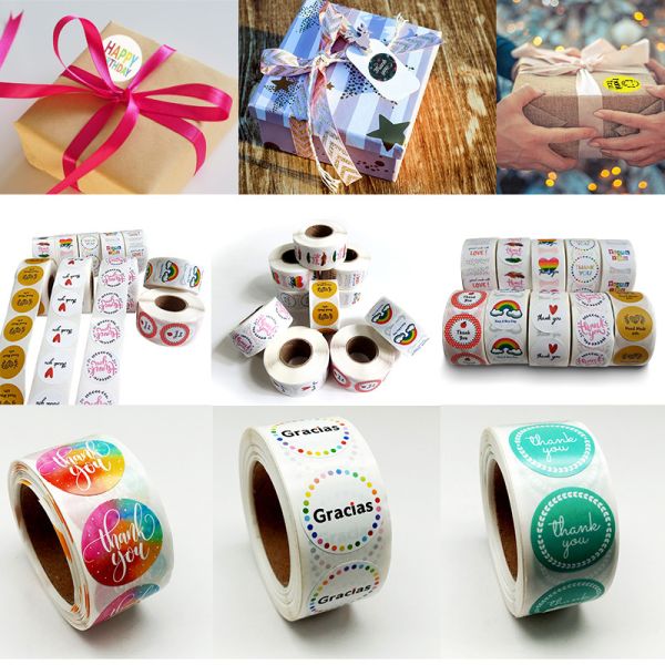 Printable Bronzing Thank You Sticker Labels Roll for Supermarket Invitation