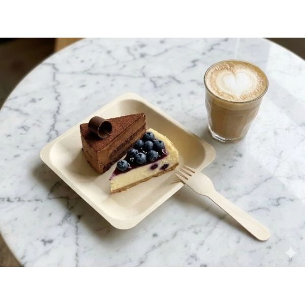 Square Biodegradable Disposable Wooden Tableware Birch Poplar Plate For Upscale Catering