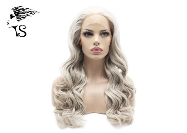 Long Gray Synthetic Hair Curly Lace Front Wigs For Celebrity Looksalikes Wigs