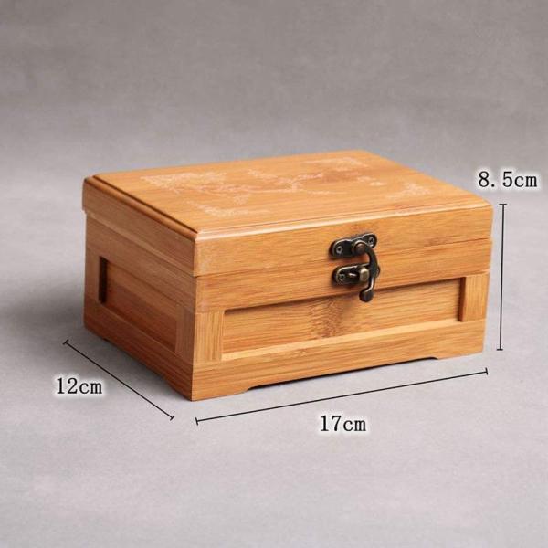 Boîte de rangement de bijoux en bambou avec plateau