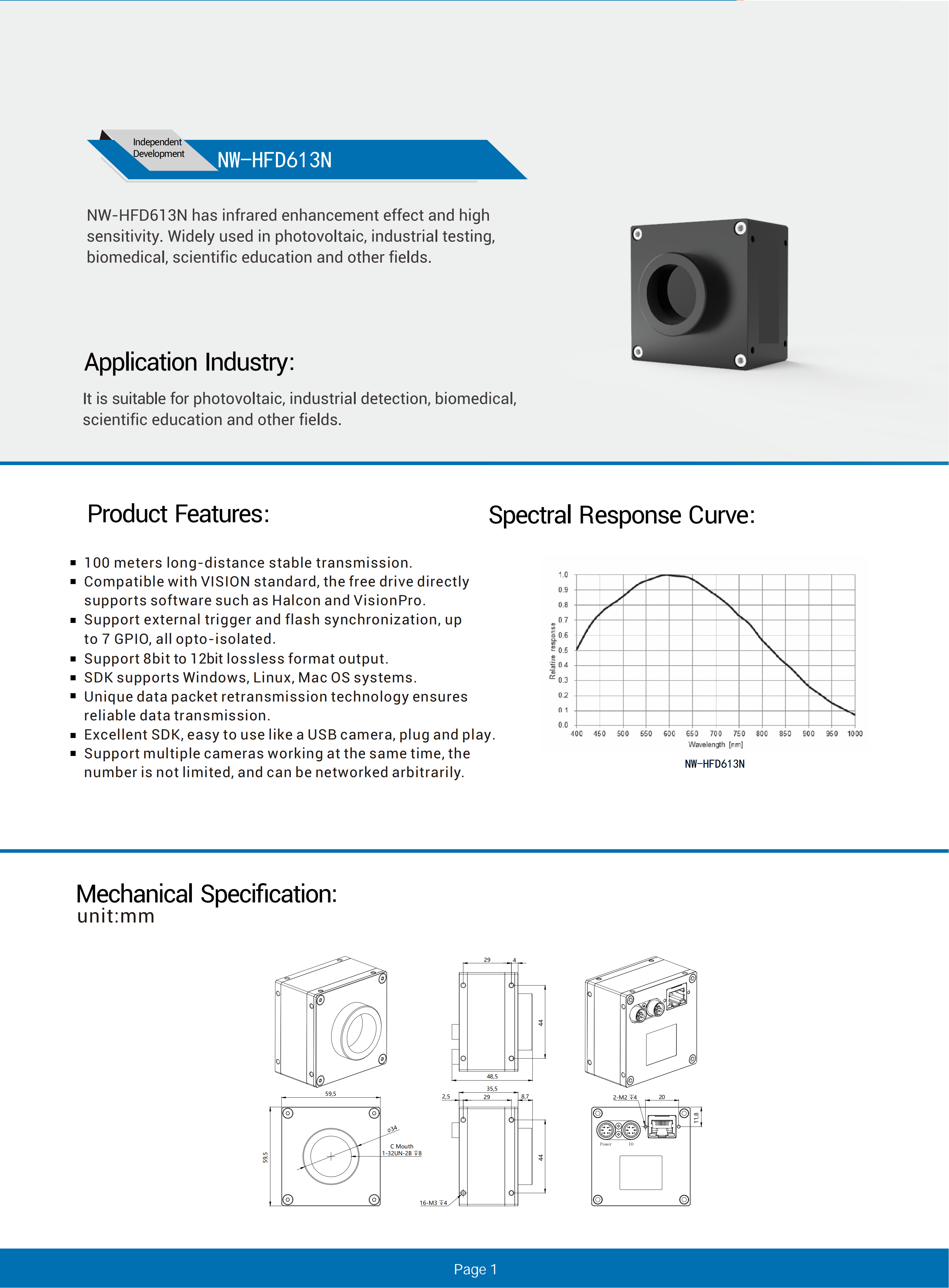 OEM Factory 100m Infrared Microscope Camera Multi-device Networking for Industrial QC CE MSS-C-NW-HFD612N-U