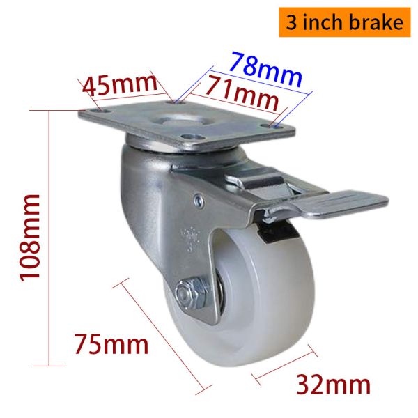 EDL Industrial Casters 3inch 150kg Plate TPA by Rigid, Swivel and Brake type
