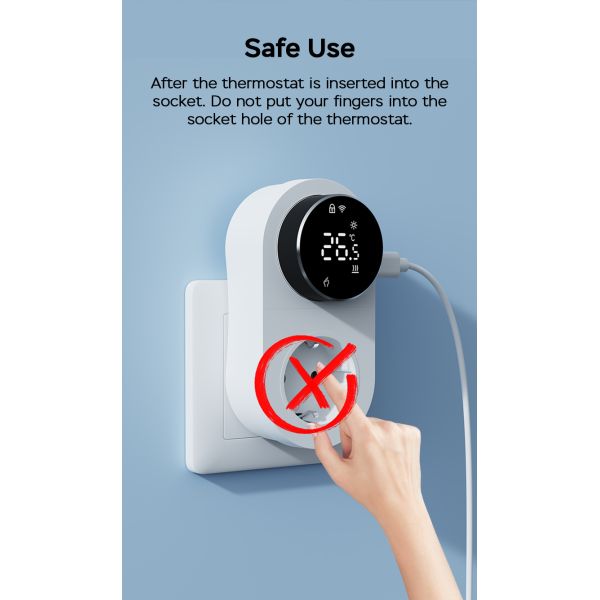 Smart Dual-Mode 16A 100-240V Temperature Controller Alexa/WiFi Connectivity LED Knob Temp Alarm for Power Socket Plug