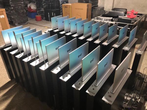 Conference Table Motorized Retractable Pop up Monitor LCD Monitor Lift With Anti-pinch Hand Protection
