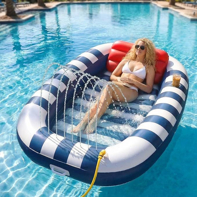 Customized Summer Inflatable Black Floating Bed Outdoor Swimming Pool Sunbathing Lounge Chair Courtyard Inflatable Floating Raft