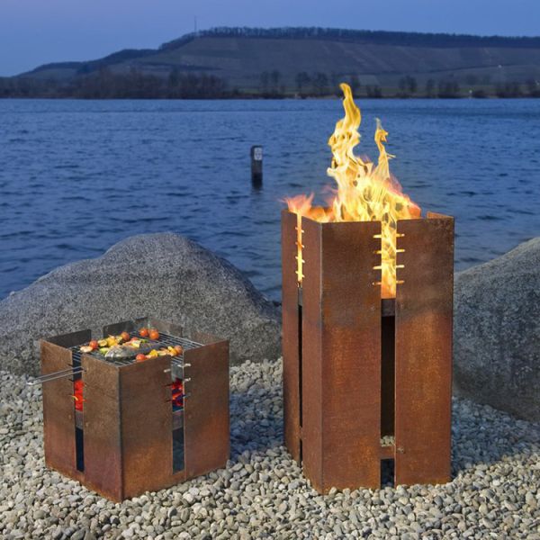Eco Friendly Outdoor Cooking Grills Rust Corten Steel Bbq Grill Weather Proof