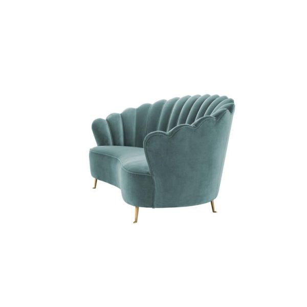French class 2 seat lounge birch wood blue velvet fabric stainless steel leg luxury for wedding event living room