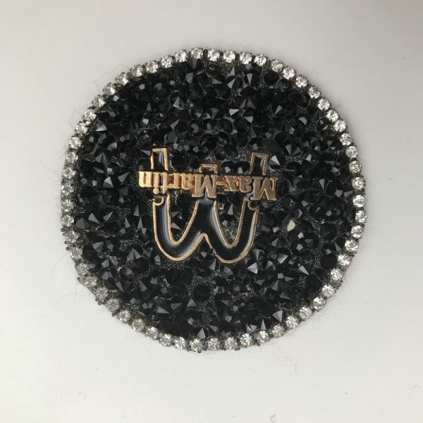 Round Custom Rhinestone Patches / Black Rhinestone Letter Patches