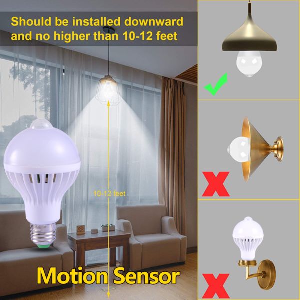 5W/7W/9W/12W Infrared PIR Motion Sensor LED Bulb for Smart LED Lighting Efficiency