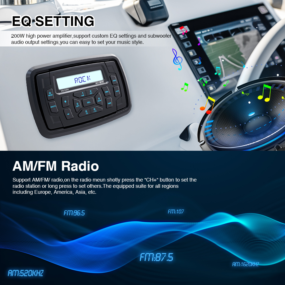GRANDnavi Boat Bluetooth Морское Стерео Радио AM FM Тюнер Bluetooth Стрейминг Музыка Цифровые СМИ