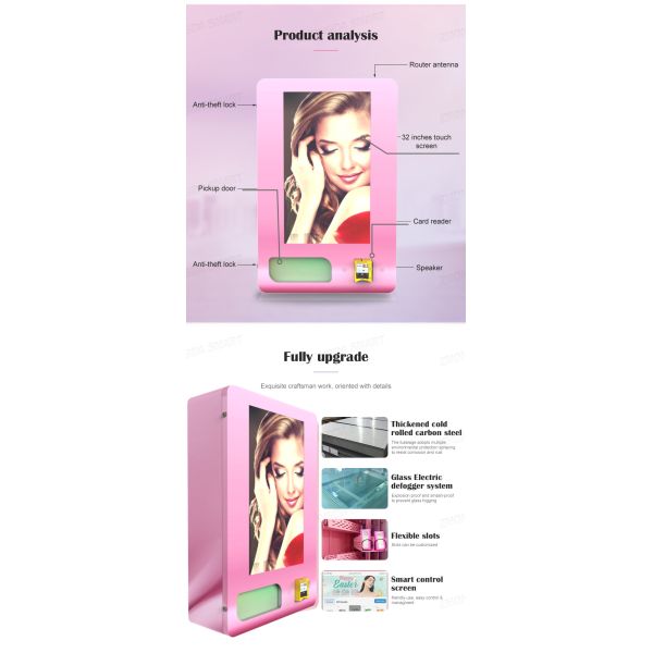 24-Hour Self-Service Mini Lashes Vending Machine Touch Screen Id Card Reader and Age Recognition