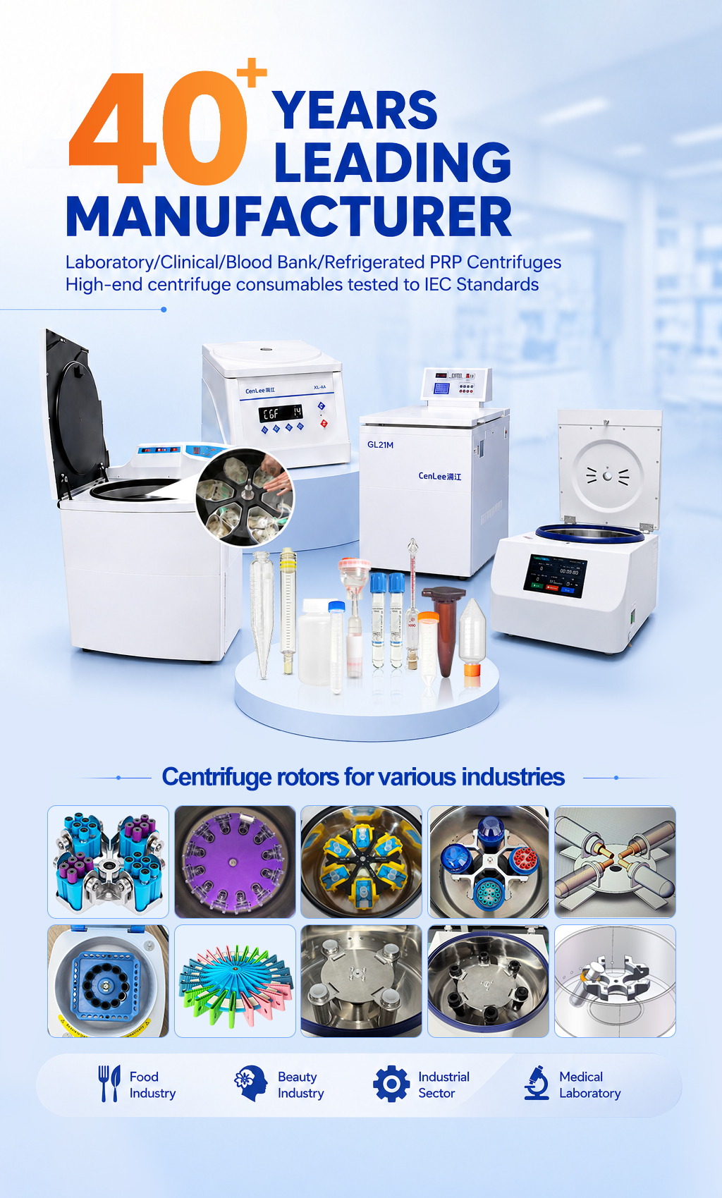 Cenlee 800D Benchtop Centrifuge 6x10ml 4000rpm 1790xg ABS/Metal for Petroleum Analysis and Biomedical Lab