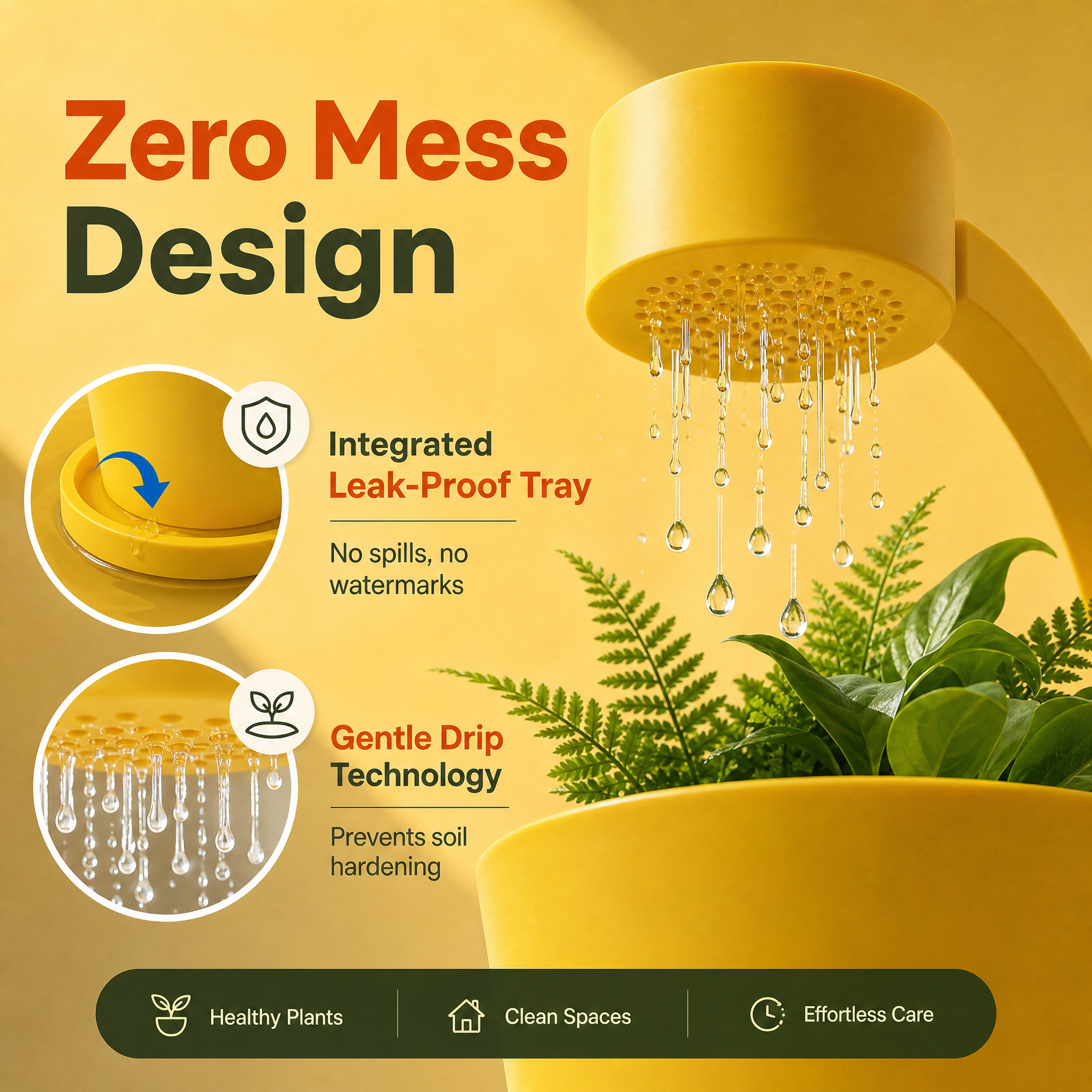 Curved Arch 3D Printed Decor Indoor Self Watering Rain Simulation Flower Pot