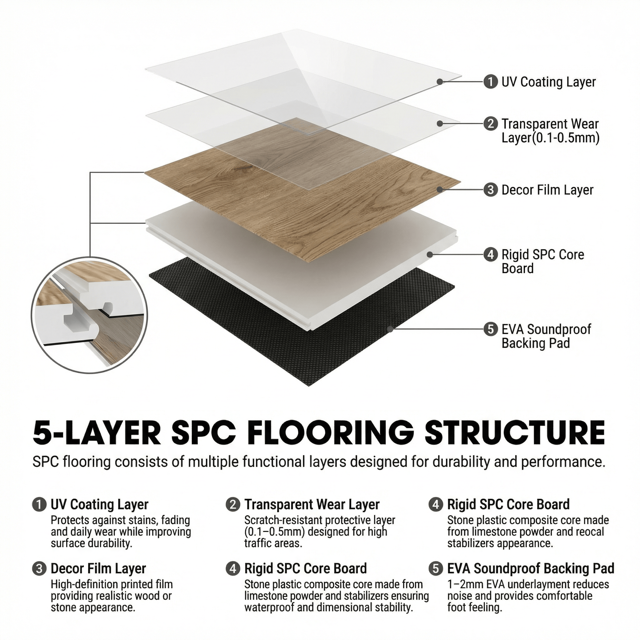 Wholesale Luxury Spc Vinyl Plank Flooring Anti-Slip Click Lock System 8mm 6mm 4mm Waterproof OEM Distributor Export